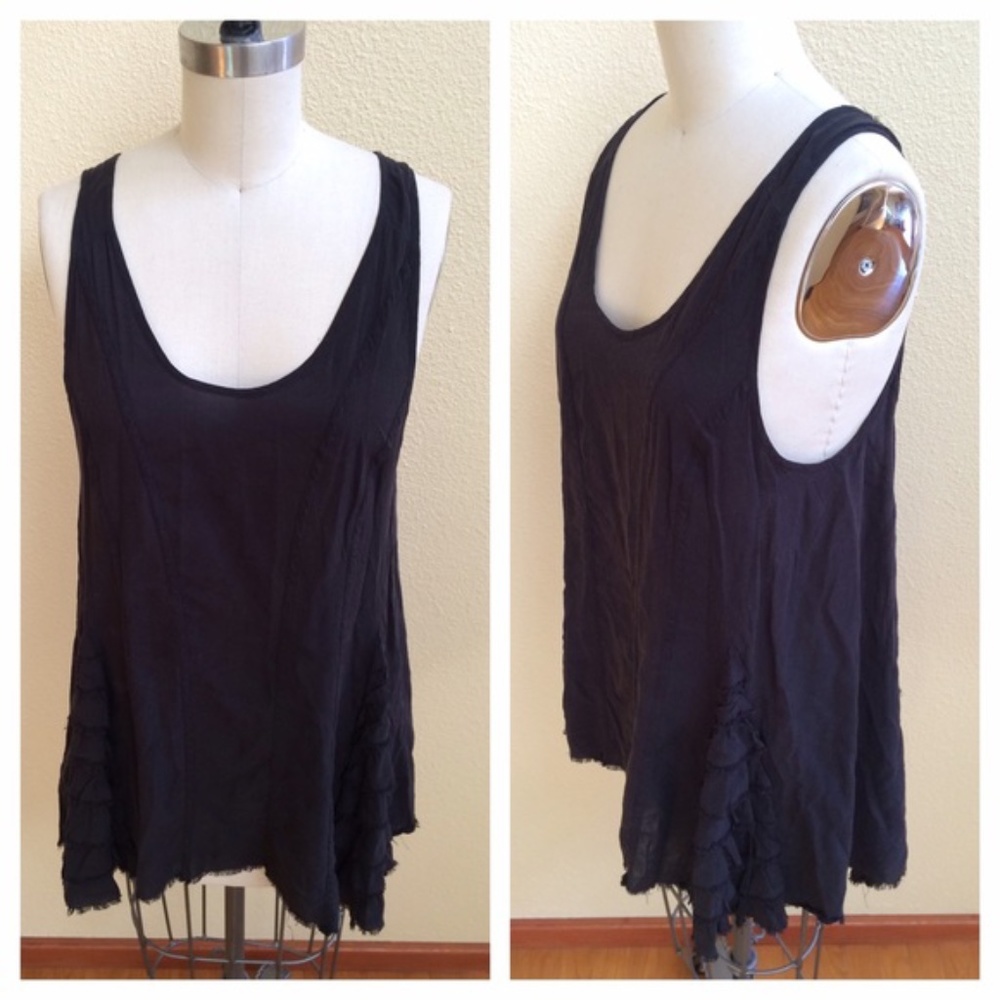 Free People tunic tank with ruffles.